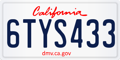 CA license plate 6TYS433