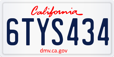 CA license plate 6TYS434