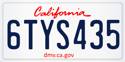 CA license plate 6TYS435