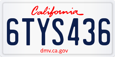 CA license plate 6TYS436