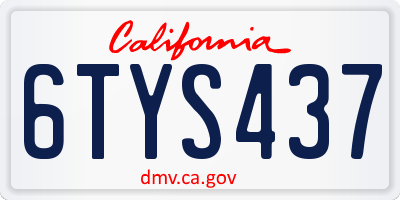 CA license plate 6TYS437