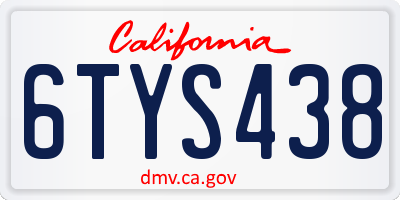 CA license plate 6TYS438