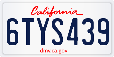 CA license plate 6TYS439
