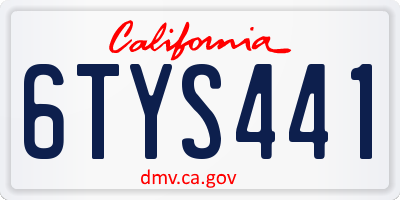 CA license plate 6TYS441