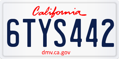 CA license plate 6TYS442