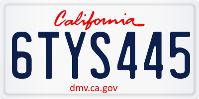 CA license plate 6TYS445