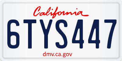 CA license plate 6TYS447
