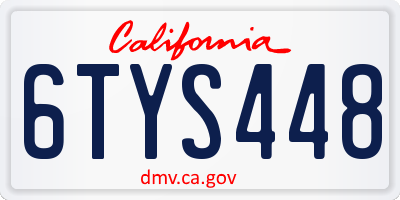 CA license plate 6TYS448