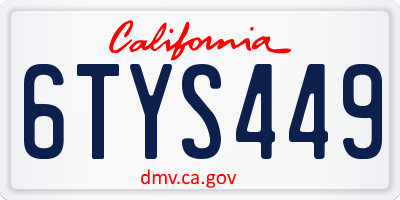 CA license plate 6TYS449