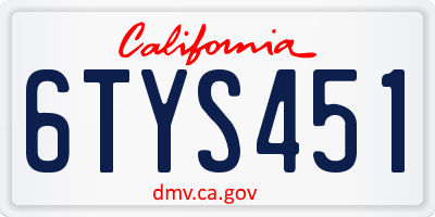 CA license plate 6TYS451