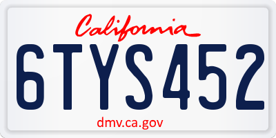 CA license plate 6TYS452