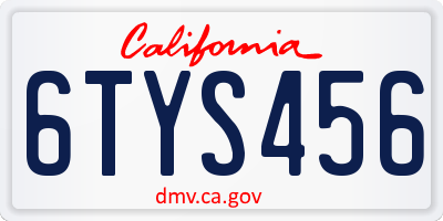 CA license plate 6TYS456