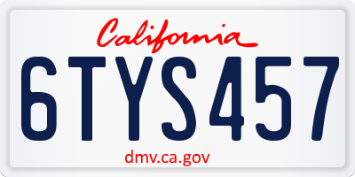 CA license plate 6TYS457