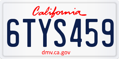 CA license plate 6TYS459
