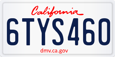 CA license plate 6TYS460