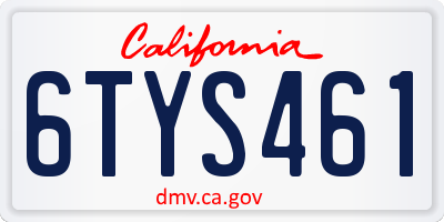 CA license plate 6TYS461