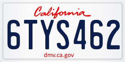 CA license plate 6TYS462