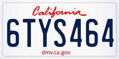 CA license plate 6TYS464