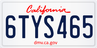 CA license plate 6TYS465