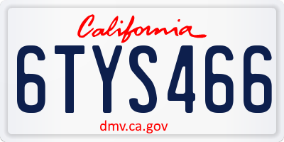 CA license plate 6TYS466