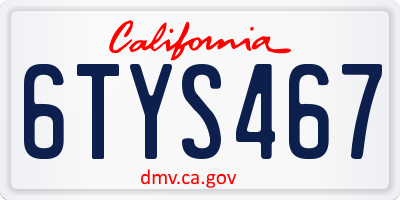 CA license plate 6TYS467