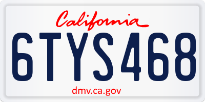 CA license plate 6TYS468