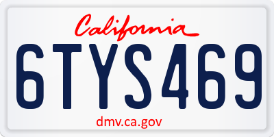 CA license plate 6TYS469