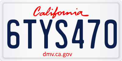 CA license plate 6TYS470