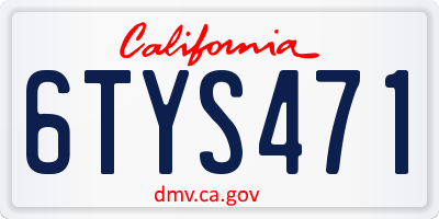 CA license plate 6TYS471