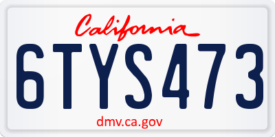 CA license plate 6TYS473