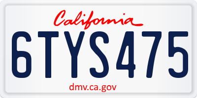 CA license plate 6TYS475