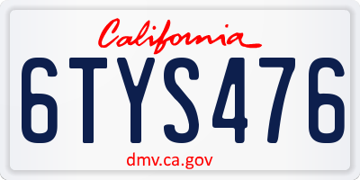 CA license plate 6TYS476