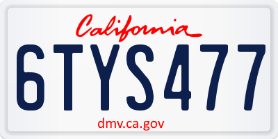 CA license plate 6TYS477