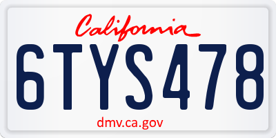 CA license plate 6TYS478