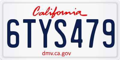 CA license plate 6TYS479