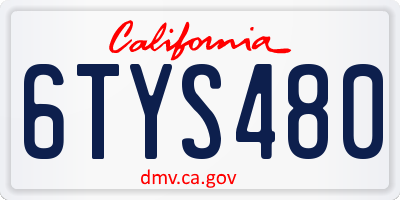 CA license plate 6TYS480