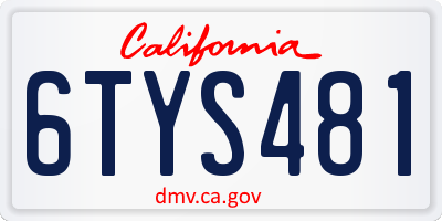 CA license plate 6TYS481