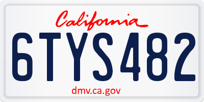 CA license plate 6TYS482