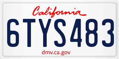CA license plate 6TYS483