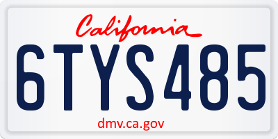 CA license plate 6TYS485