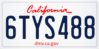CA license plate 6TYS488