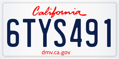 CA license plate 6TYS491