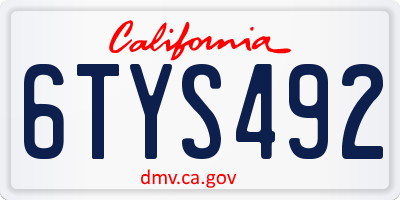 CA license plate 6TYS492