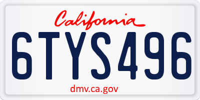 CA license plate 6TYS496