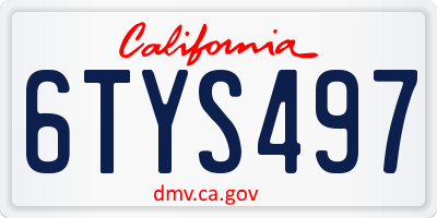 CA license plate 6TYS497