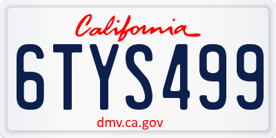 CA license plate 6TYS499