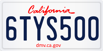 CA license plate 6TYS500