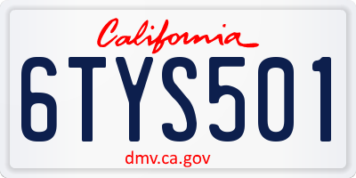 CA license plate 6TYS501