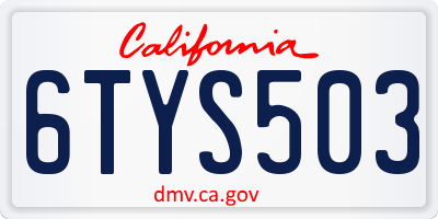 CA license plate 6TYS503