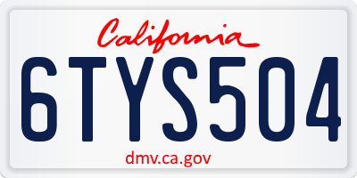 CA license plate 6TYS504